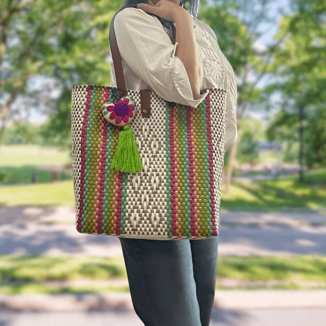 Upcycled Handwoven MD Tejana Tote - Navy Dreams