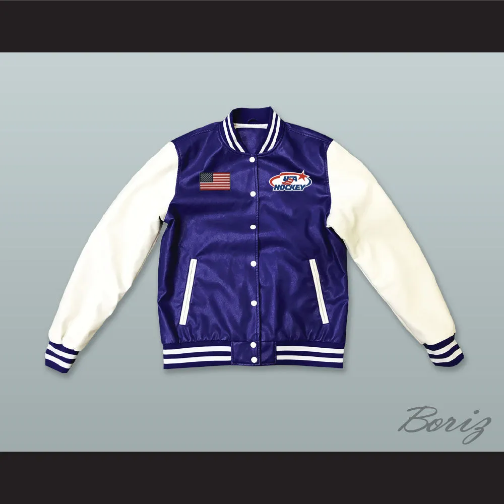 USA Blue and White Lab Leather Varsity Letterman Jacket 2