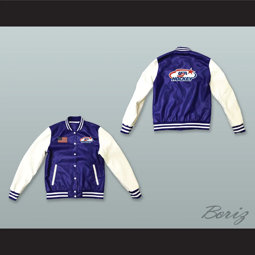 USA Blue and White Lab Leather Varsity Letterman Jacket 2