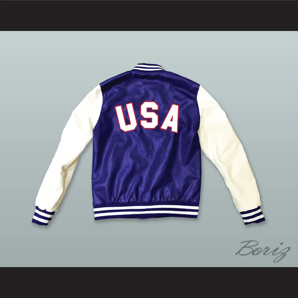 USA Blue and White Lab Leather Varsity Letterman Jacket 4