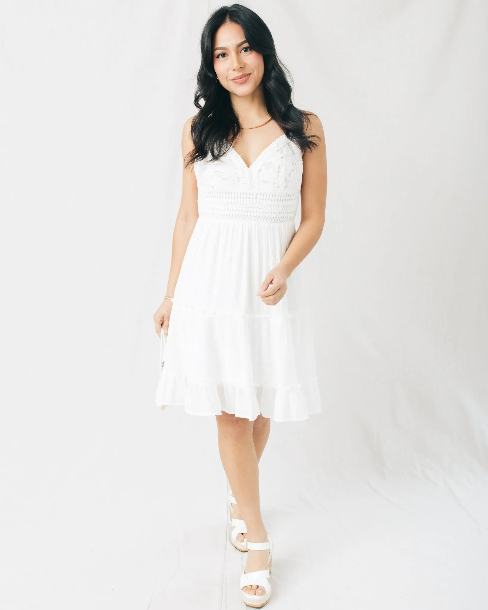 Valery Lace Paneled Tie Back Mini Dress
