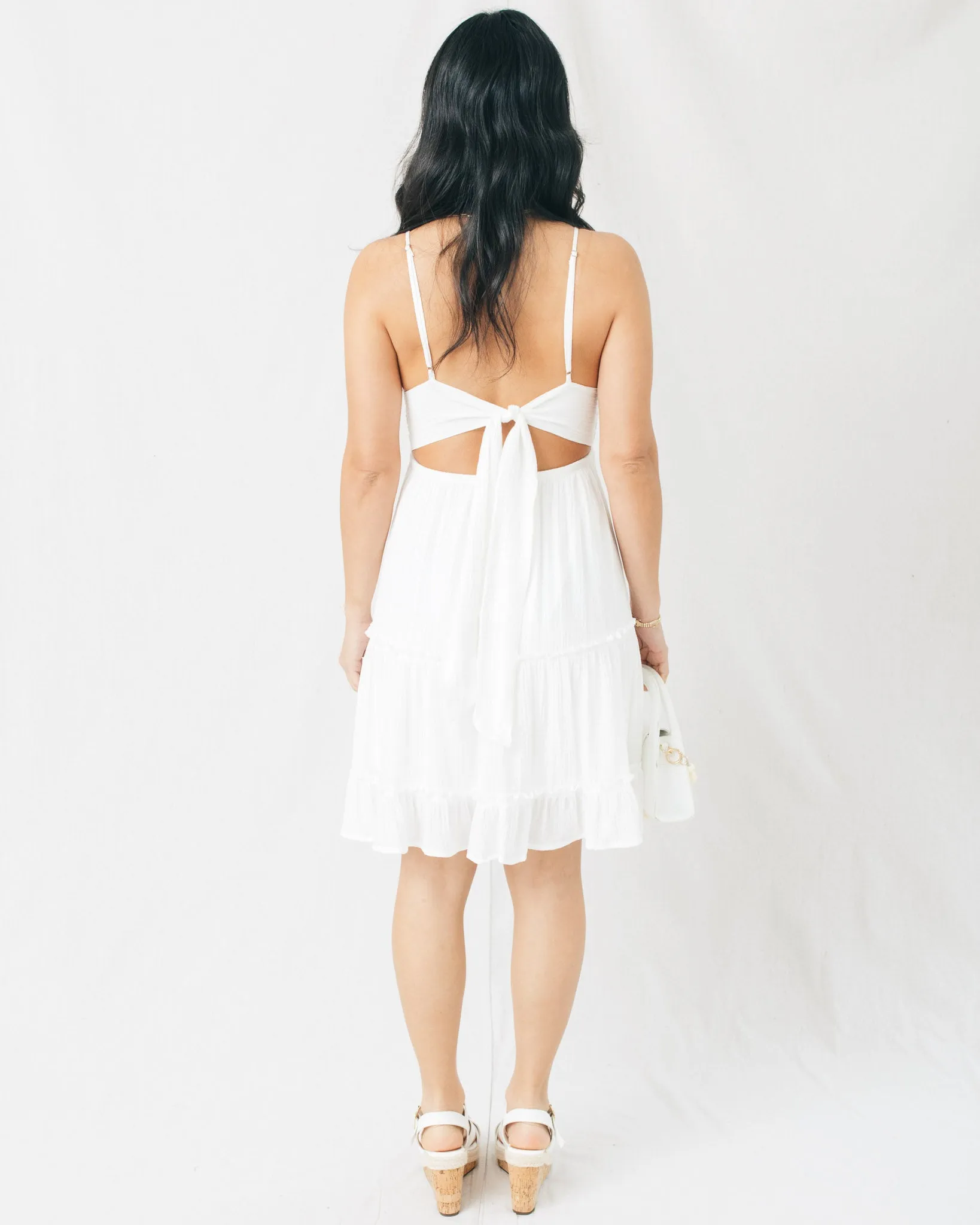 Valery Lace Paneled Tie Back Mini Dress