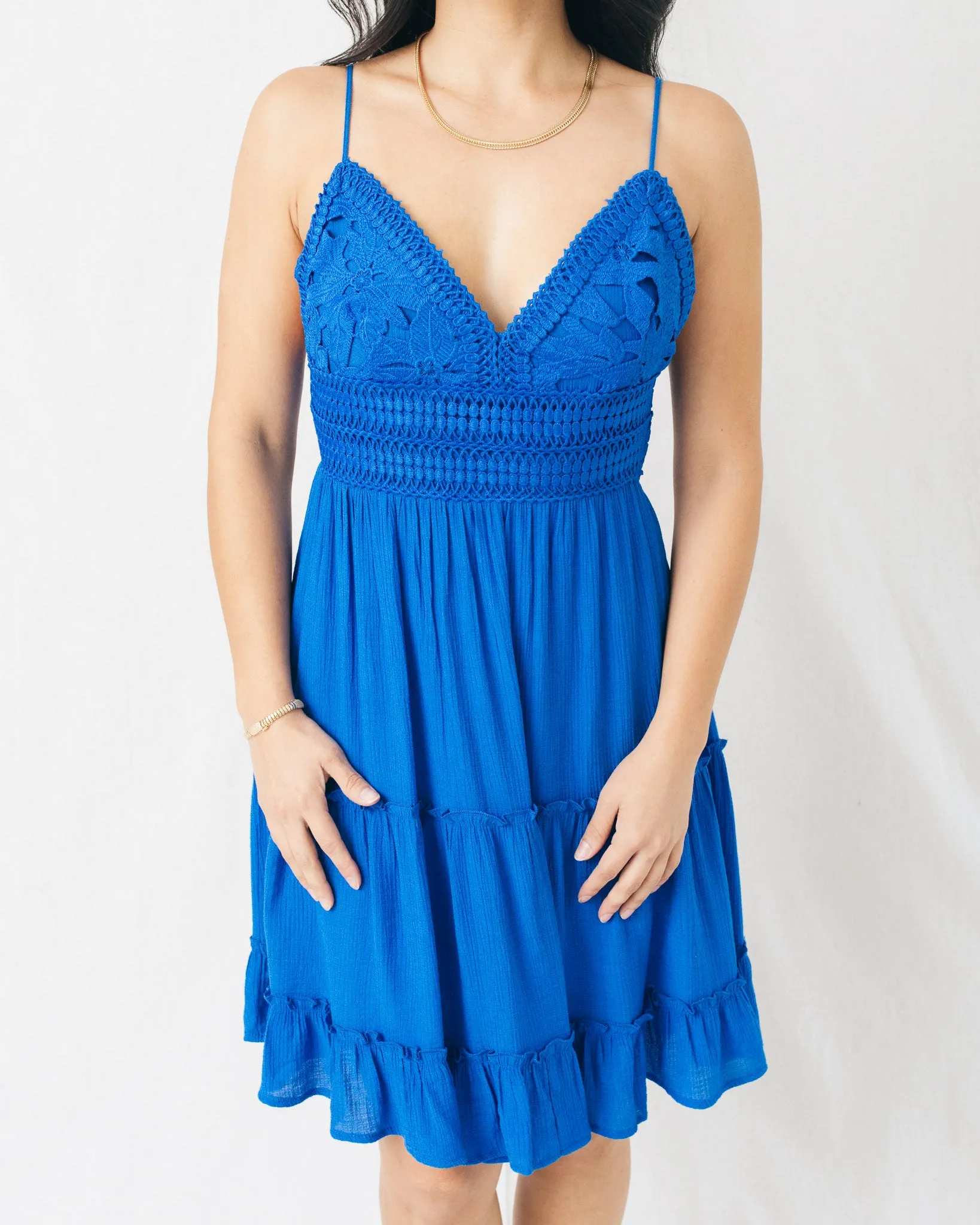 Valery Lace Paneled Tie Back Mini Dress
