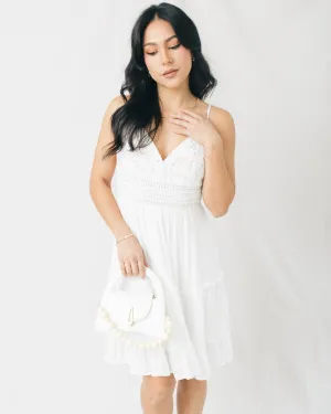Valery Lace Paneled Tie Back Mini Dress