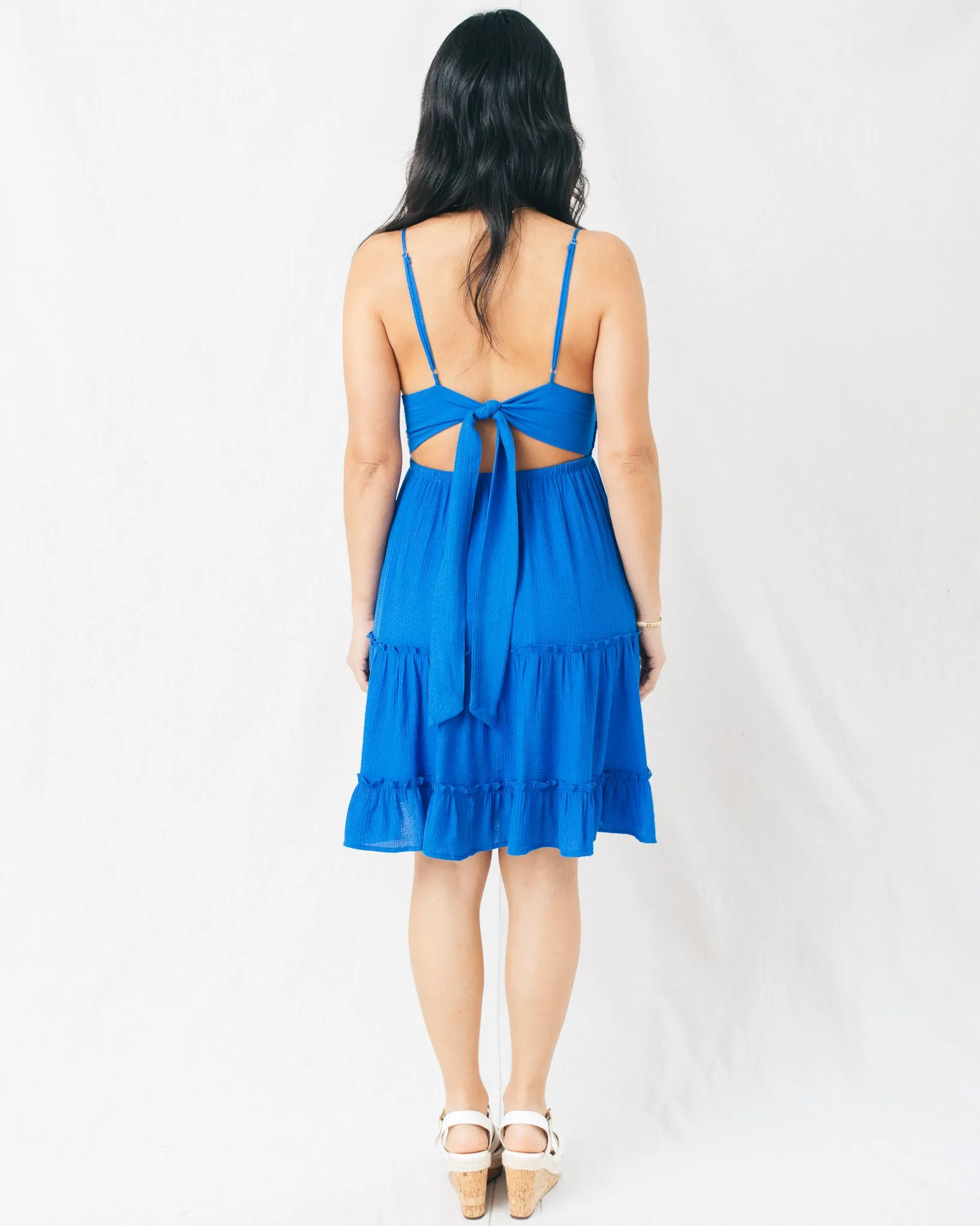 Valery Lace Paneled Tie Back Mini Dress