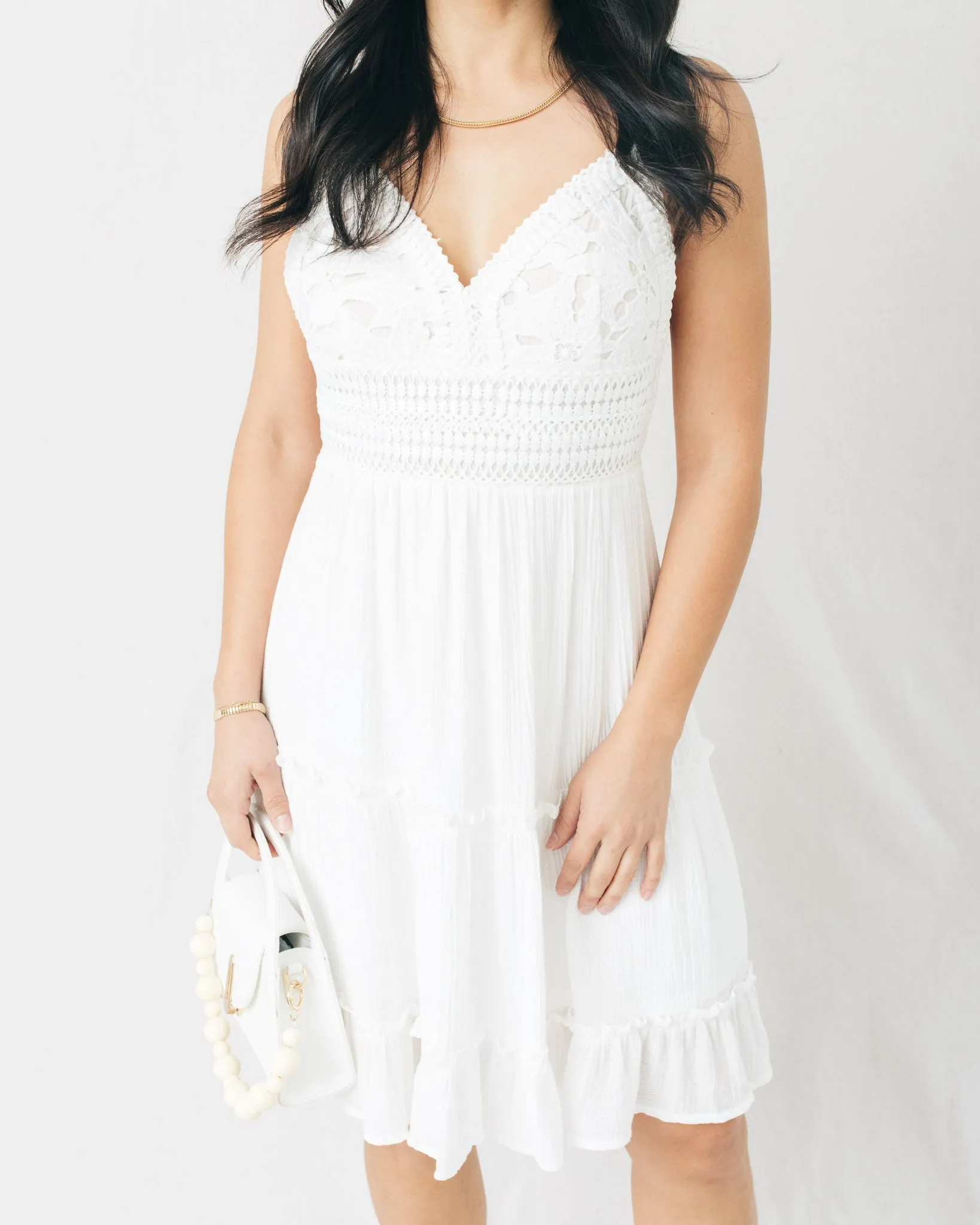 Valery Lace Paneled Tie Back Mini Dress
