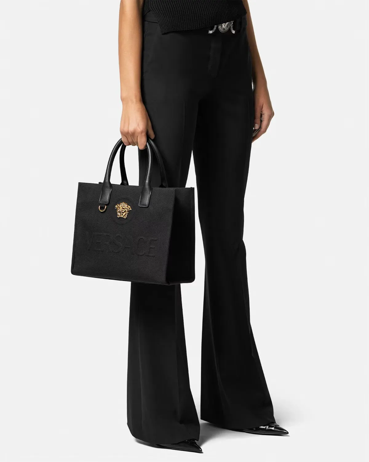 VERSACE La Medusa Canvas Small Tote Bag