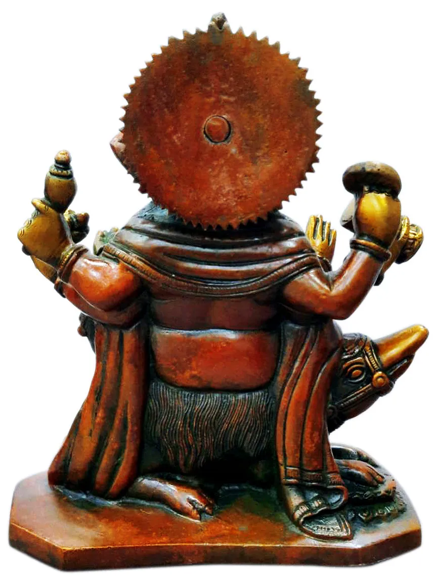 Vighnaharta Lord Vinayak Seated on Mouse Brass Sculpture