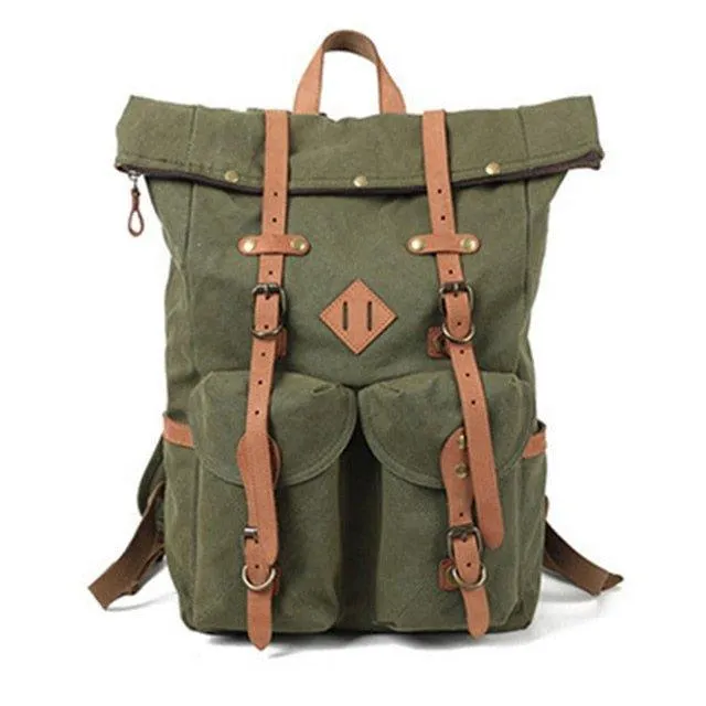 Vintage Mens Canvas Backpack Leather for Men
