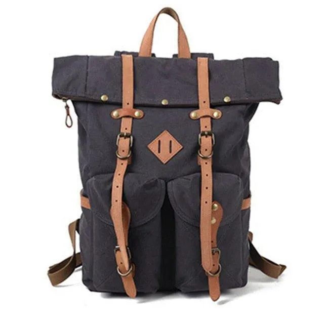 Vintage Mens Canvas Backpack Leather for Men