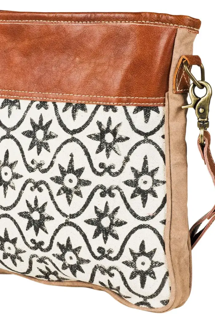 Vintage Tapestry Bag Leather Trim