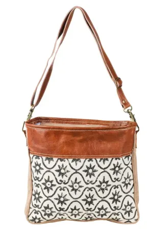 Vintage Tapestry Bag Leather Trim
