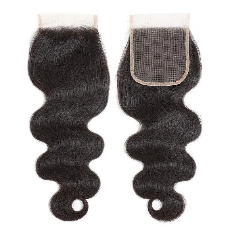 Wavymy Body Wave Hair Virgin Human Hair Weave 4 Bundles with 4x4 Lace Closure