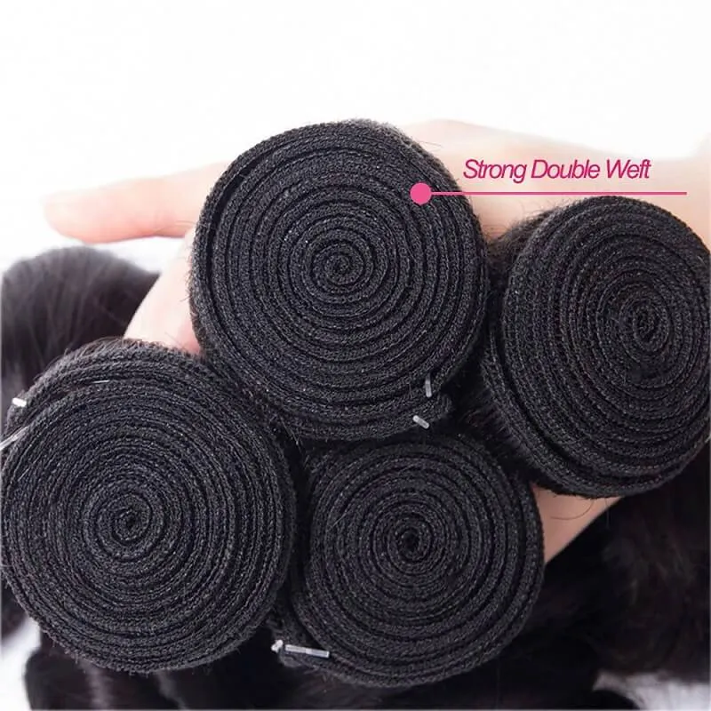 Wavymy Body Wave Hair Virgin Human Hair Weave 4 Bundles with 4x4 Lace Closure