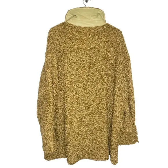 WeWoreWhat Tan Olive Oversized Faux Fur Teddy Shacket Jacket Size Medium Large