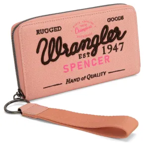 WG136-W006 Wrangler Vintage Wrangler Canvas Zip Wristlet- Pink