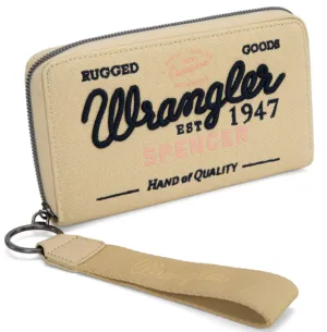 WG136-W006 Wrangler Vintage Wrangler Canvas Zip Wristlet- Tan
