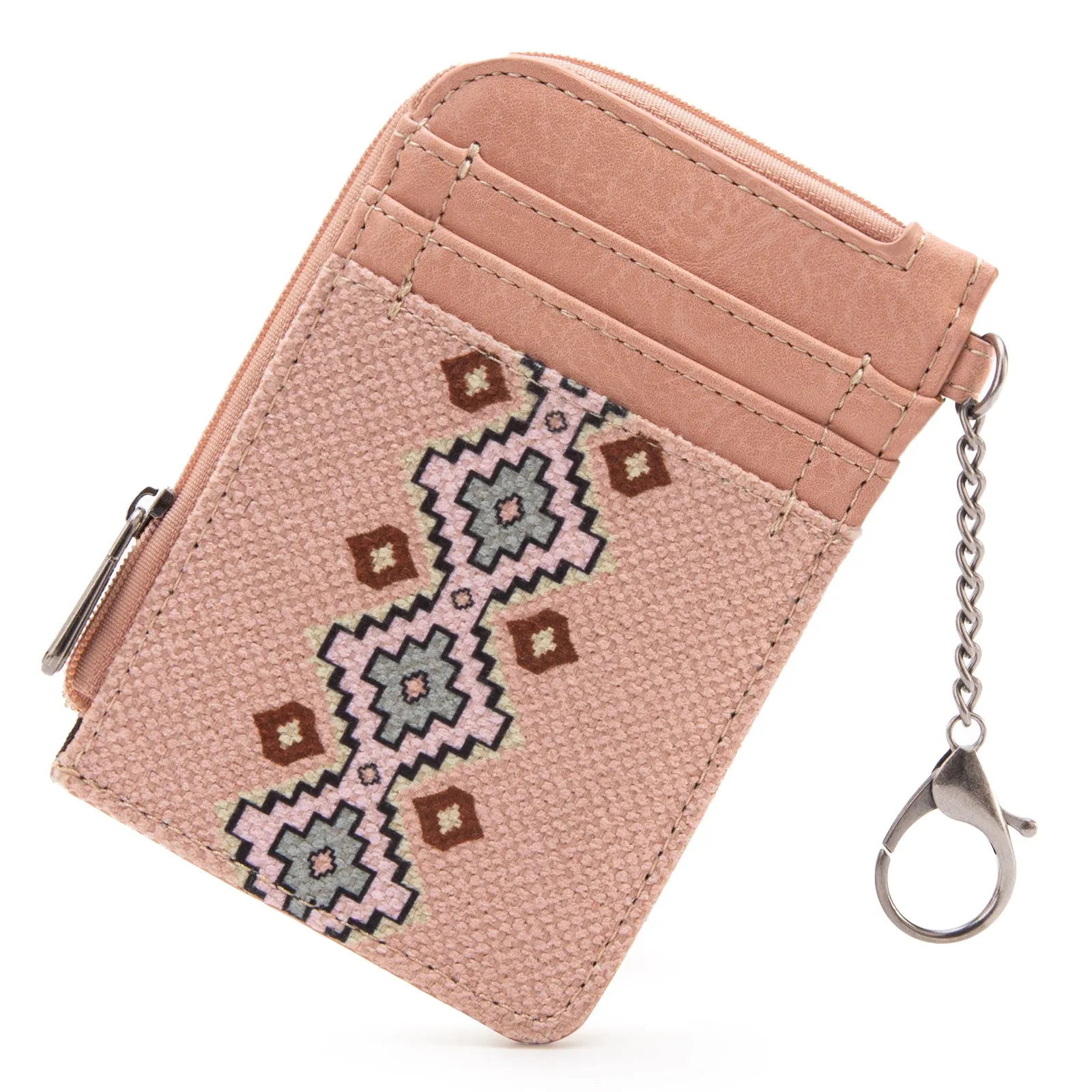 WG2205-W005 Wrangler Southwestern Art Print Mini Zip Card Case  -Pink