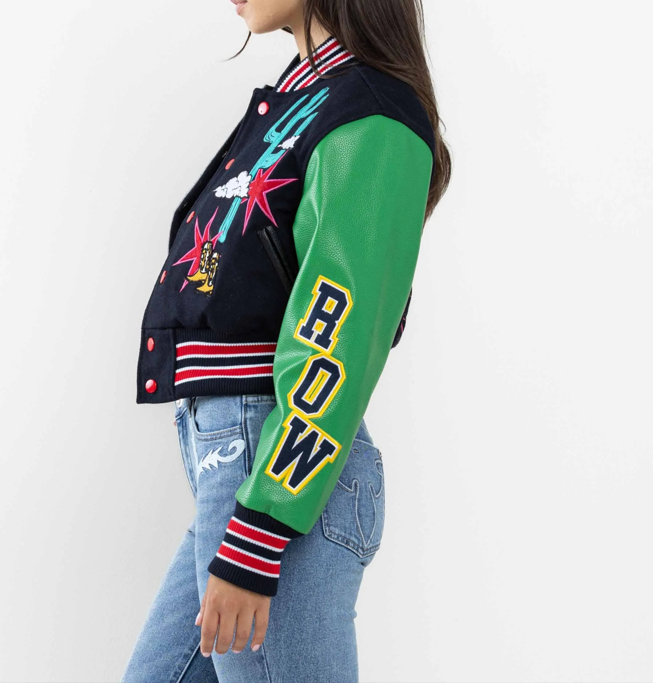 Wild and Free Cropped Varsity Jacket