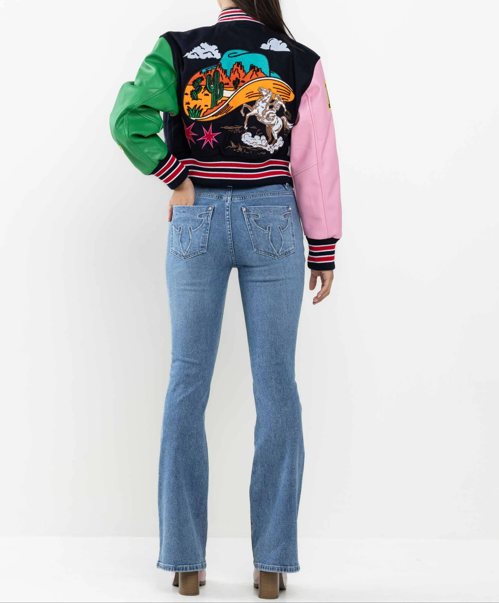 Wild and Free Cropped Varsity Jacket