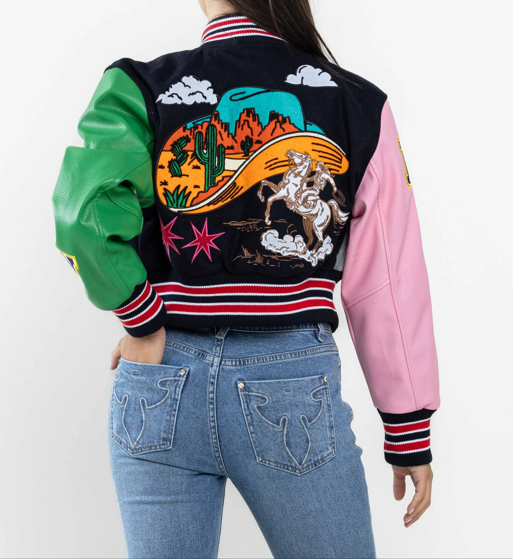 Wild and Free Cropped Varsity Jacket