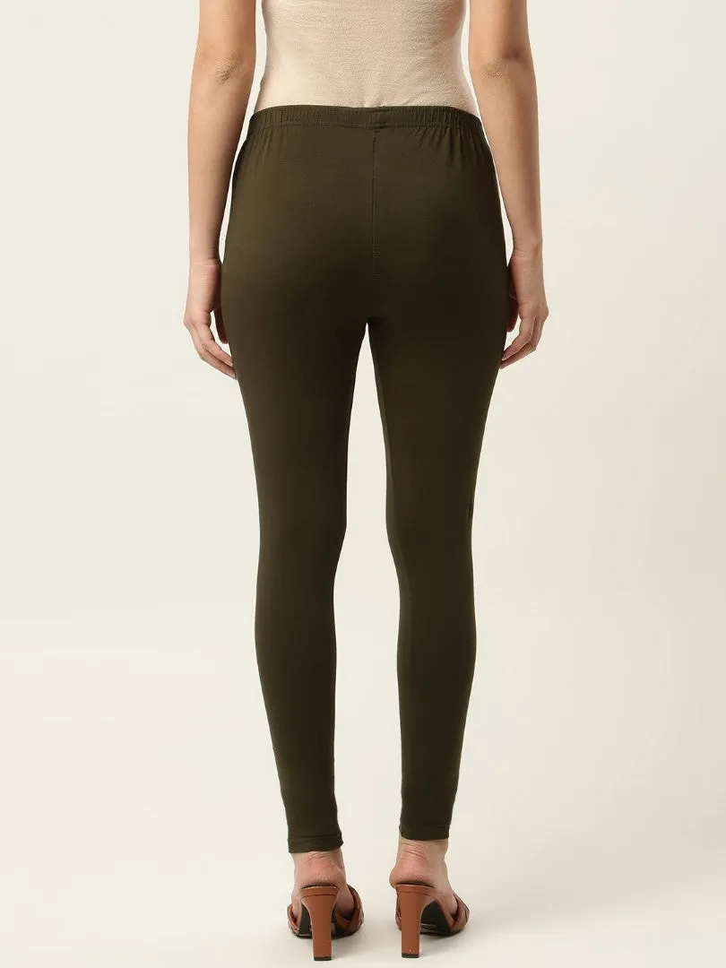 Women Dark Green Ankle-Length Leggings