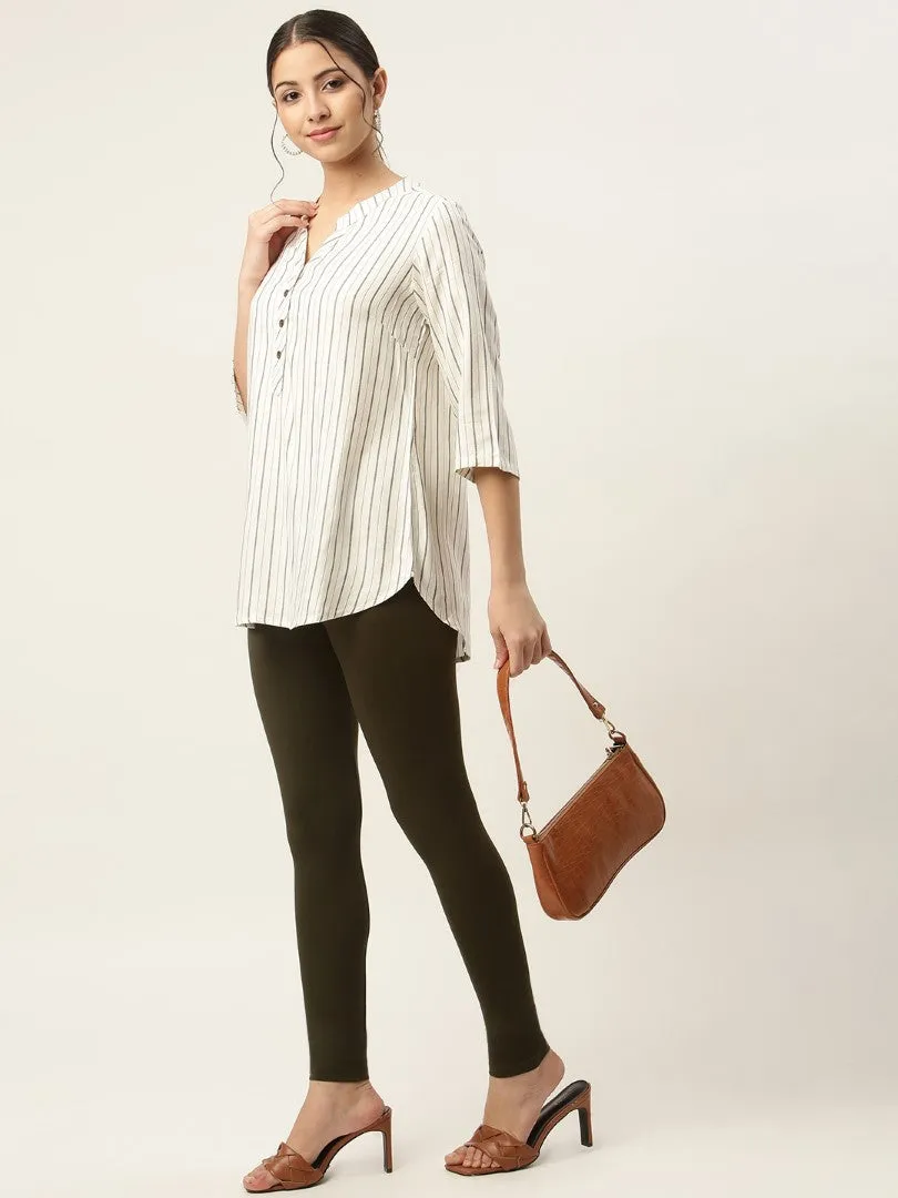 Women Dark Green Ankle-Length Leggings