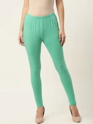 Women Pista Green Ankle-Length Leggings