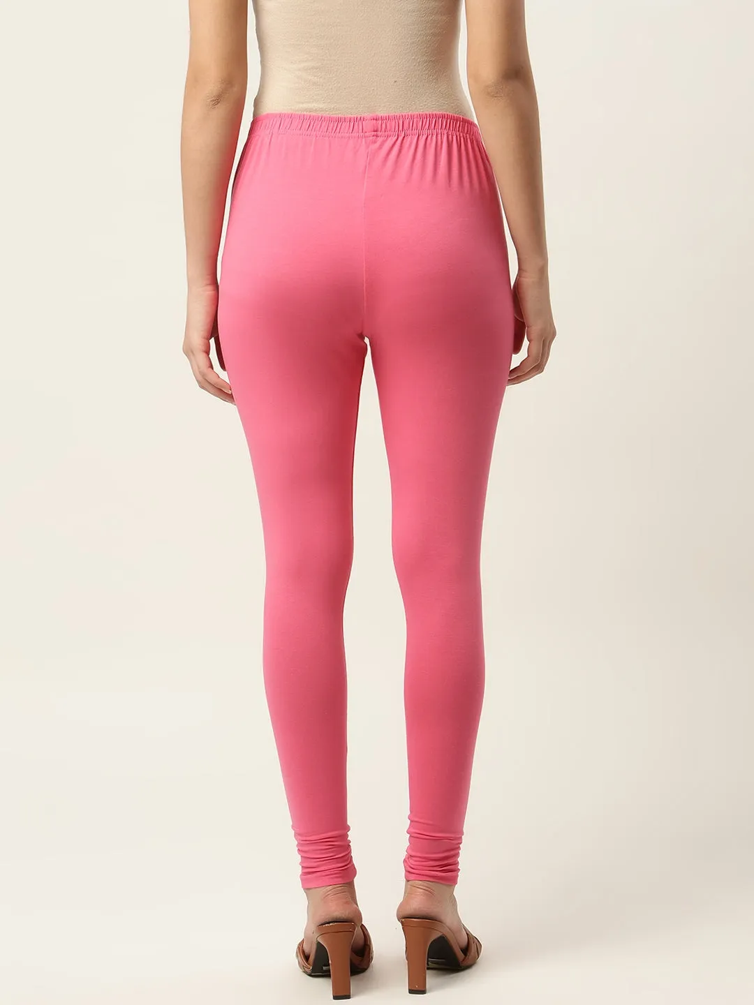 Women Rose Churidar-Length Leggings