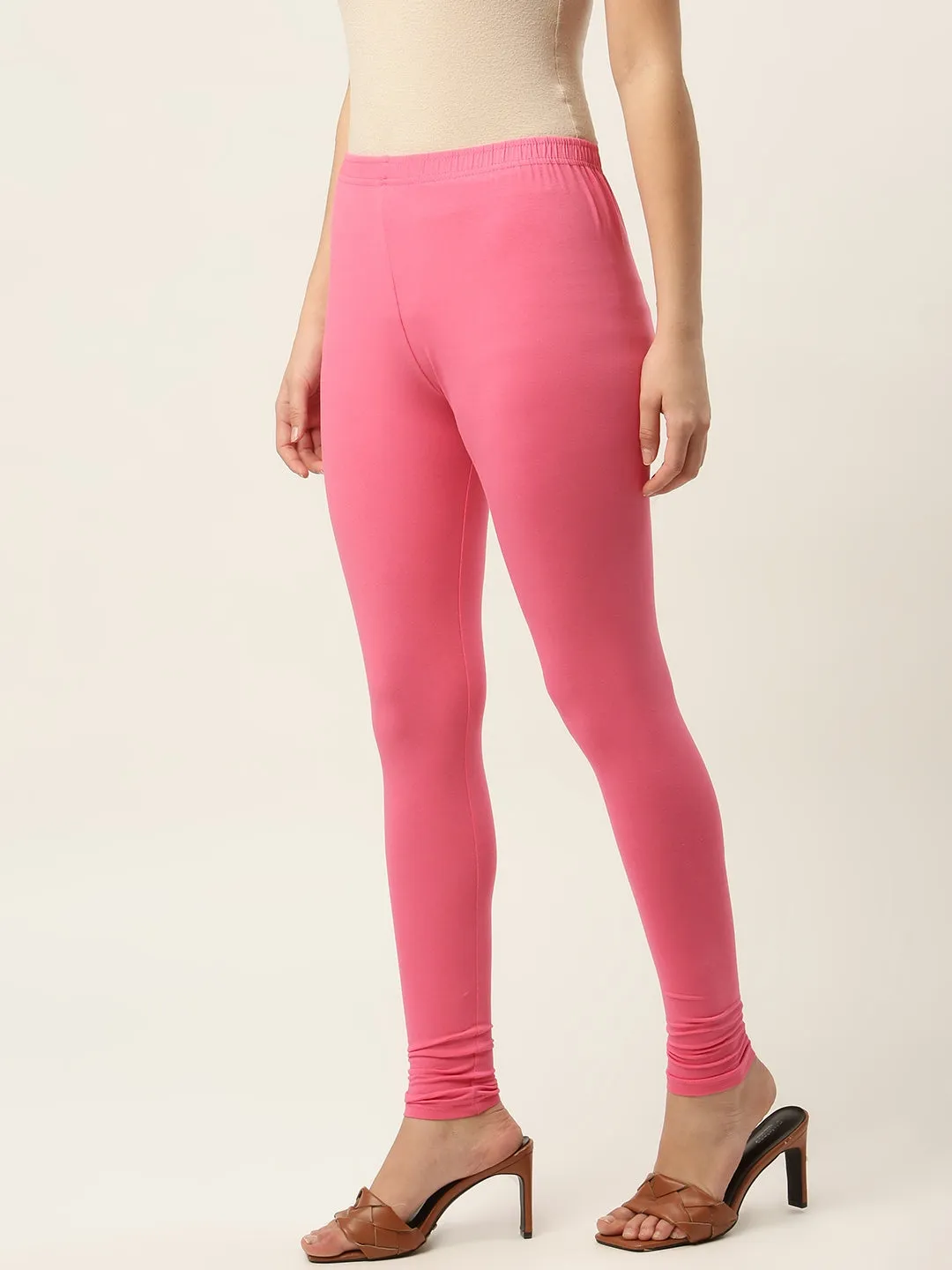 Women Rose Churidar-Length Leggings