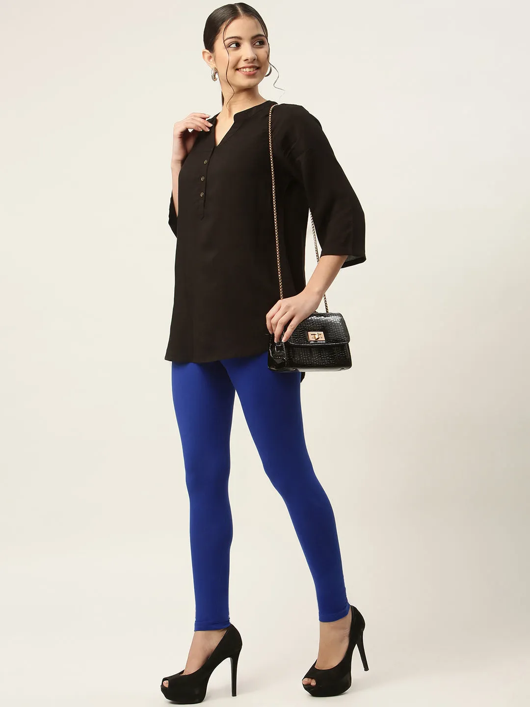 Women Royal Blue Ankle-Length Leggings
