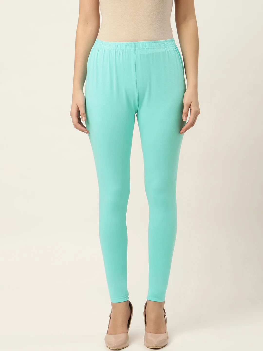 Women Sea Green Ankle-Length Leggings