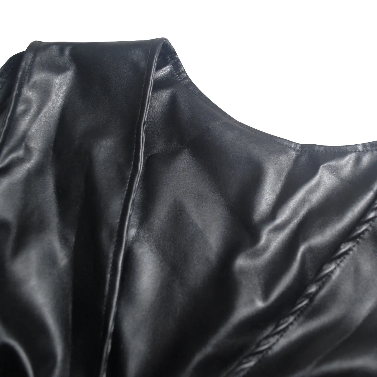 Women's Fashion Mesh Corset Sheath Faux Leather Dress