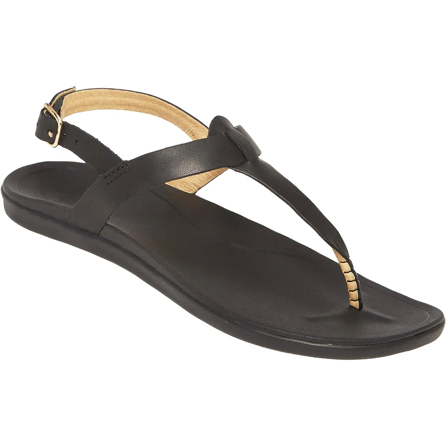 Women's OluKai Ekekeu Black Leather