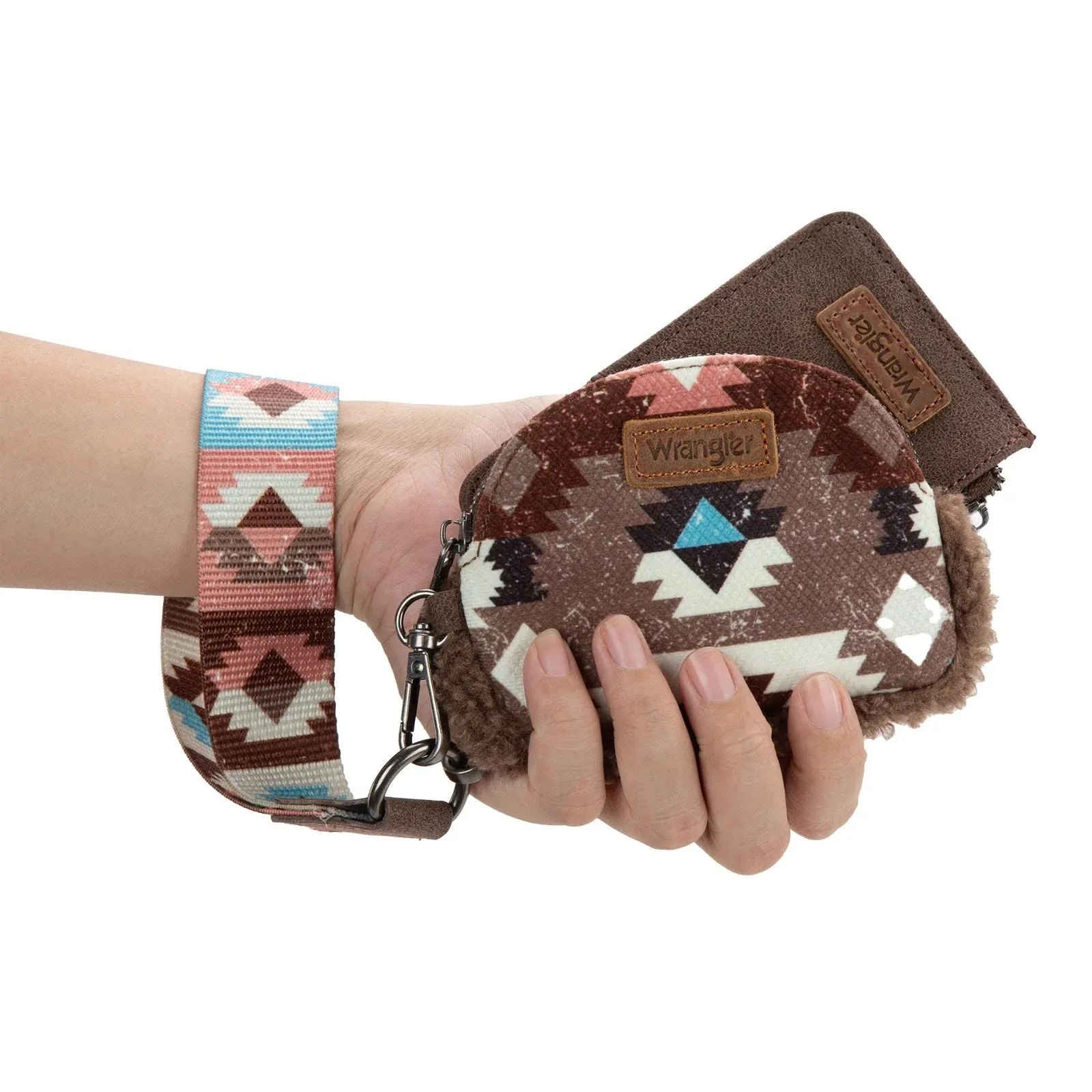 Wrangler Sherpa Southwestern Art Print Dual Pouch Wristlets