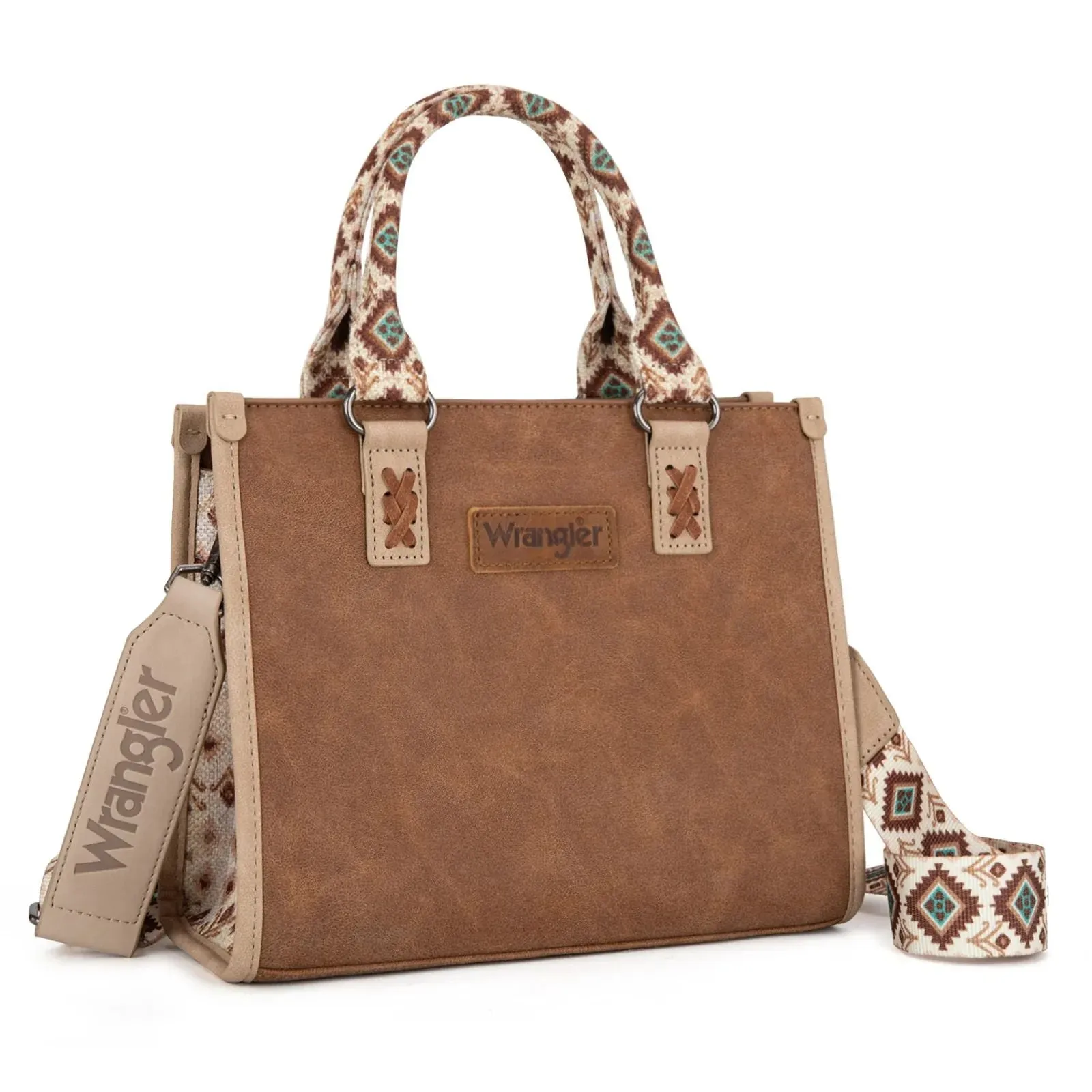Wrangler Solid Aztec Print Crossbody Tote