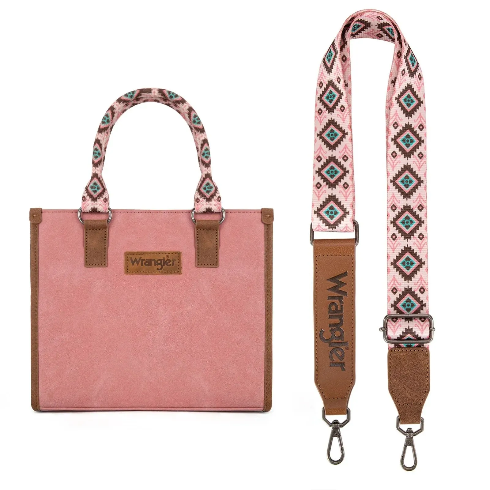 Wrangler Solid Aztec Print Crossbody Tote