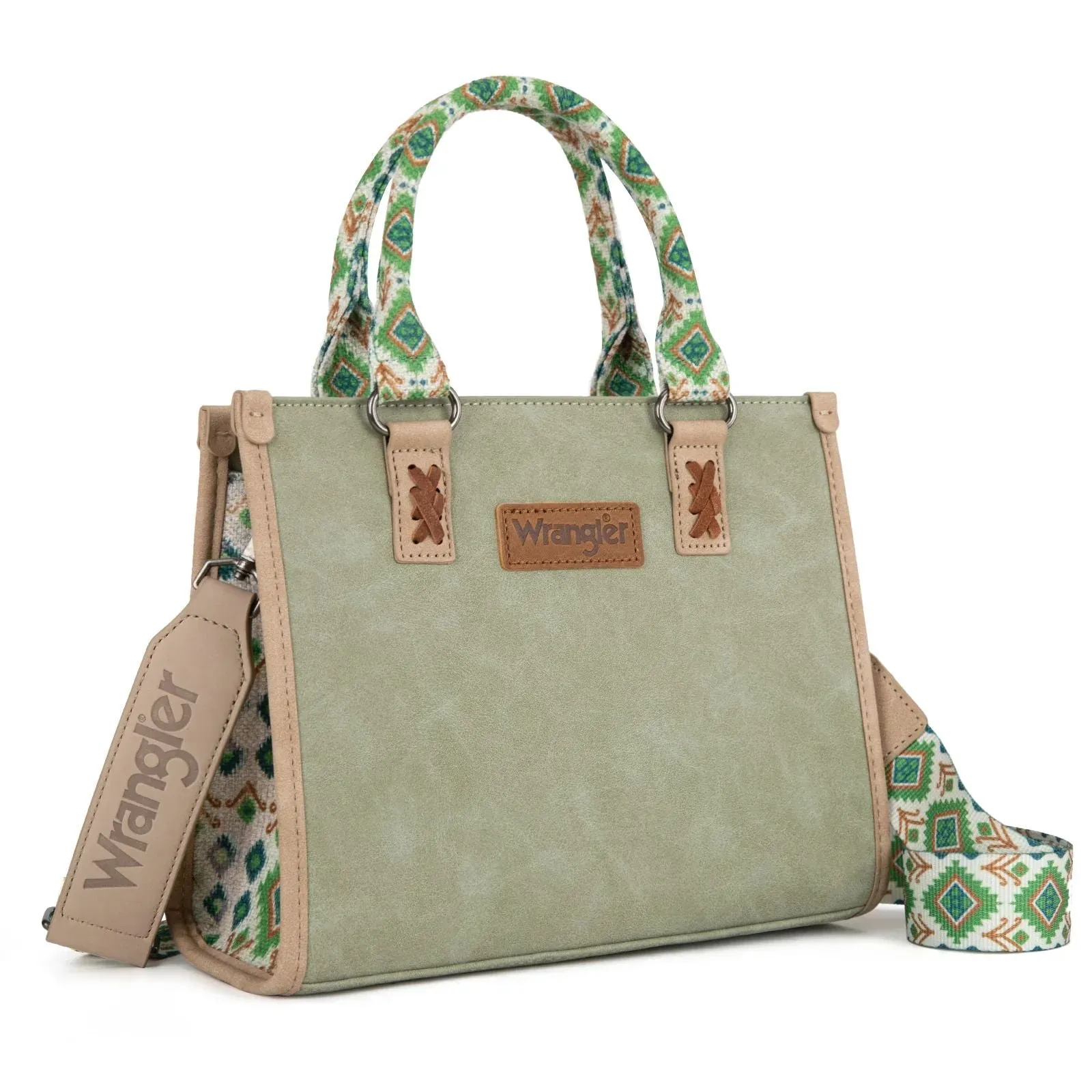 Wrangler Solid Aztec Print Crossbody Tote