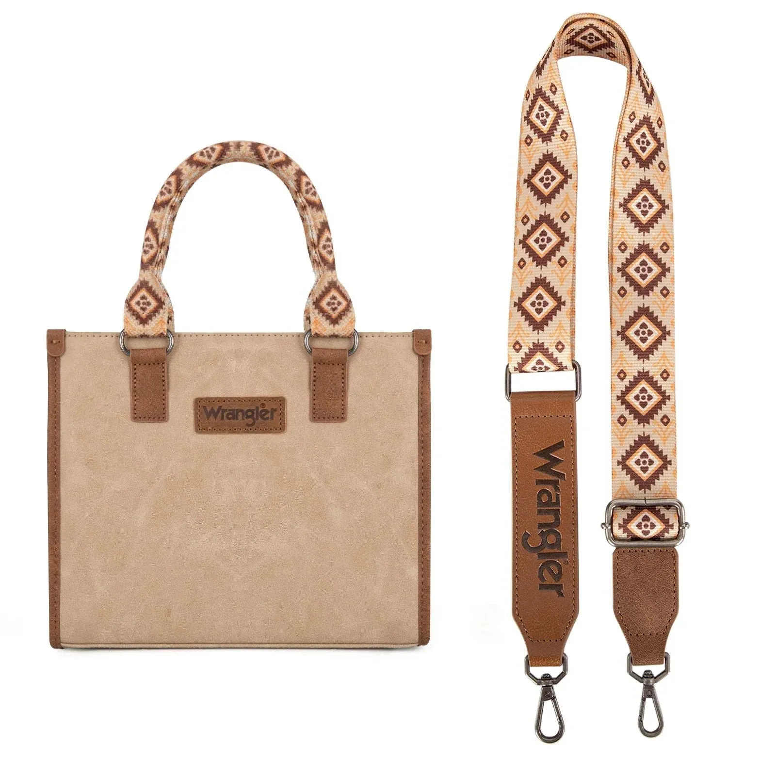 Wrangler Solid Aztec Print Crossbody Tote