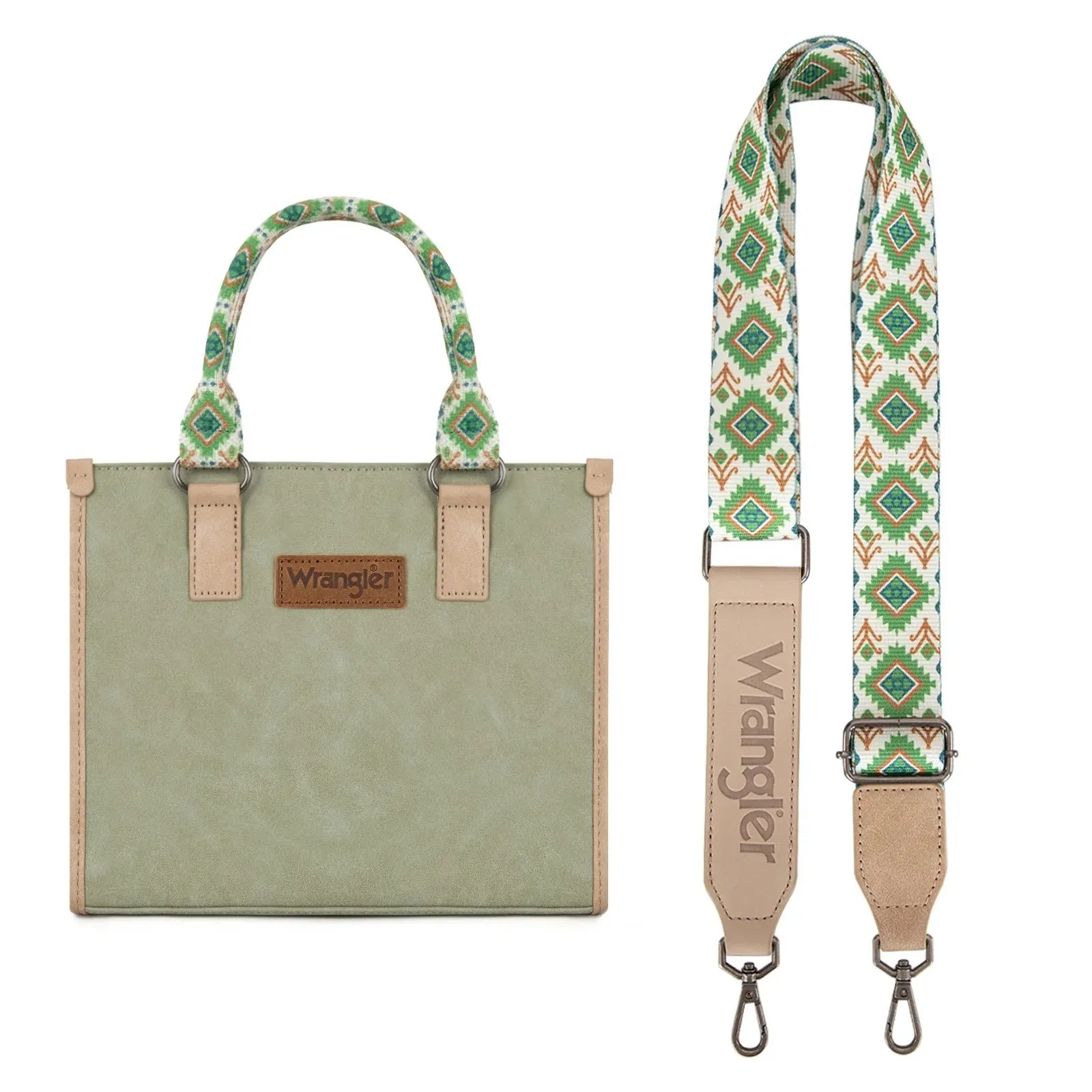 Wrangler Solid Aztec Print Crossbody Tote