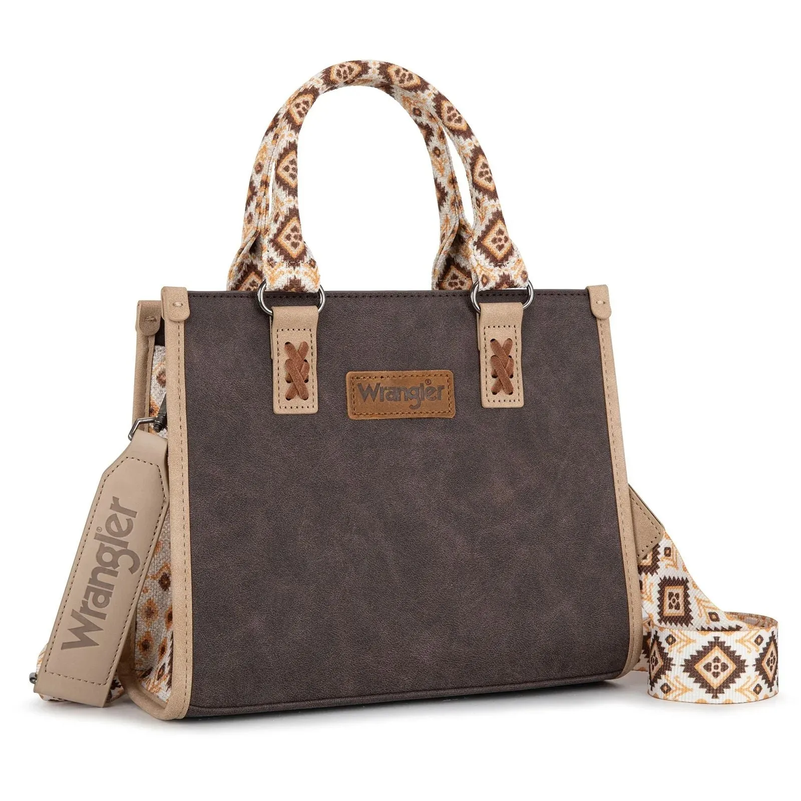 Wrangler Solid Aztec Print Crossbody Tote