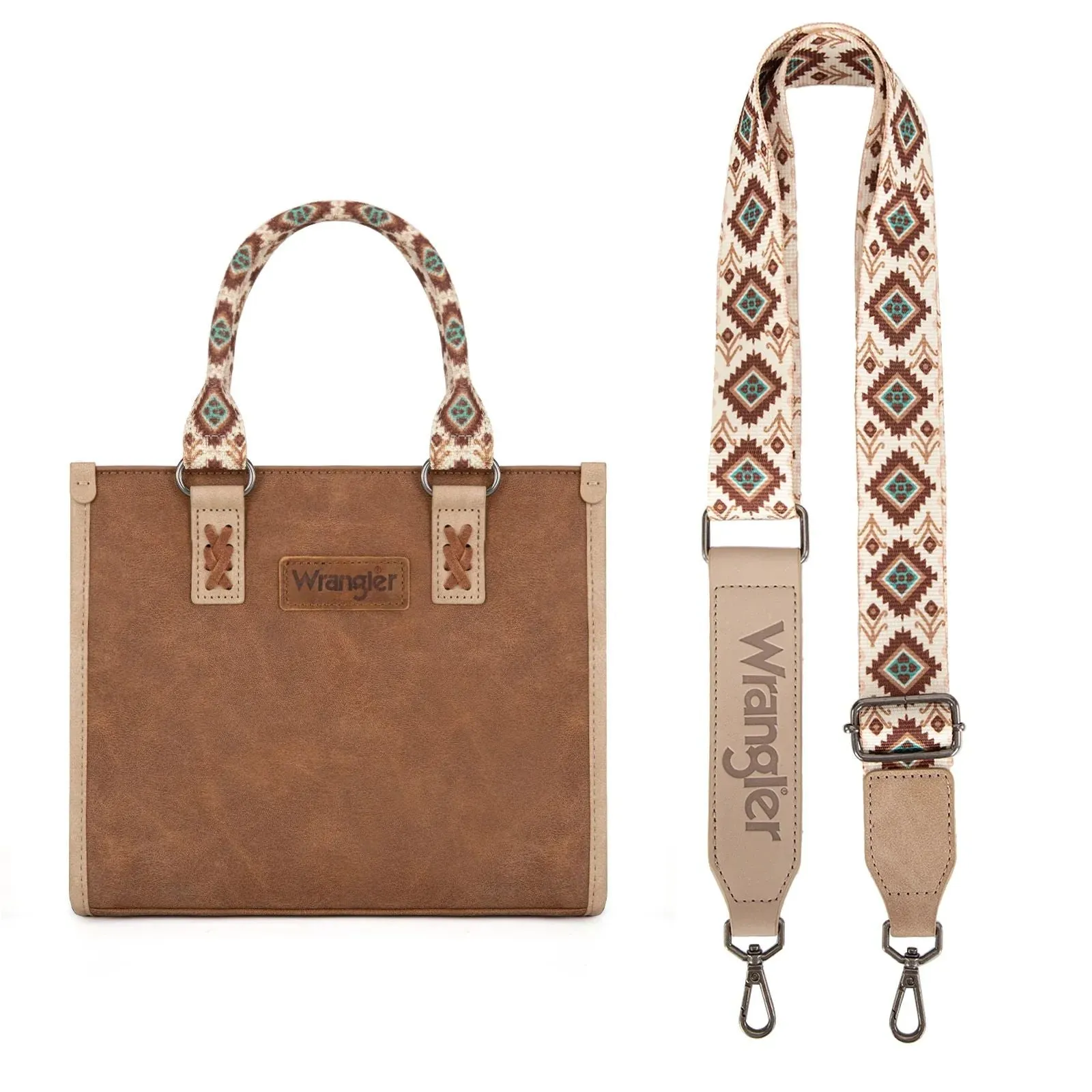 Wrangler Solid Aztec Print Crossbody Tote