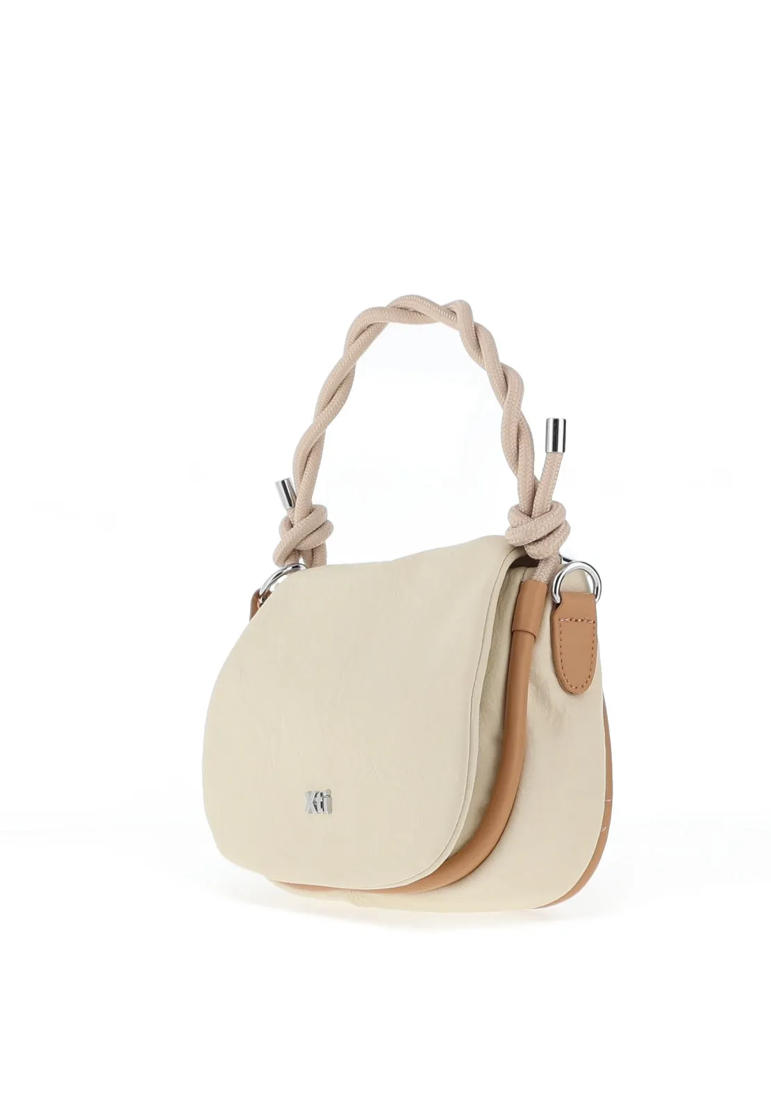 Xti Womens Faux Leather Braided Shoulder Bag, Hielo