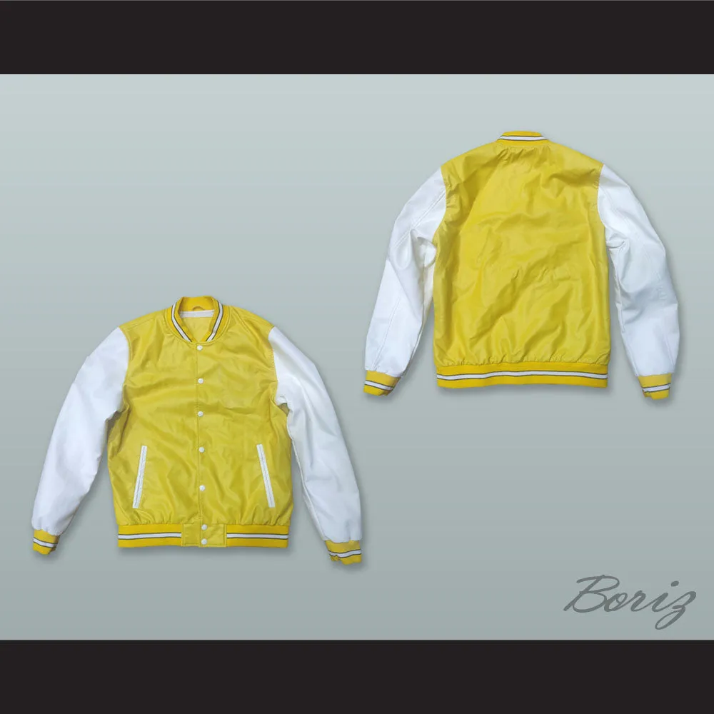 Yellow and White Lab Leather Varsity Letterman Jacket 2