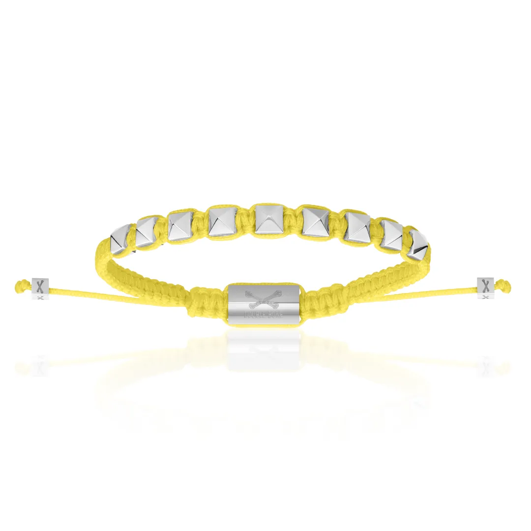 Yellow Nylon With Silver Polyester Stud Bracelet