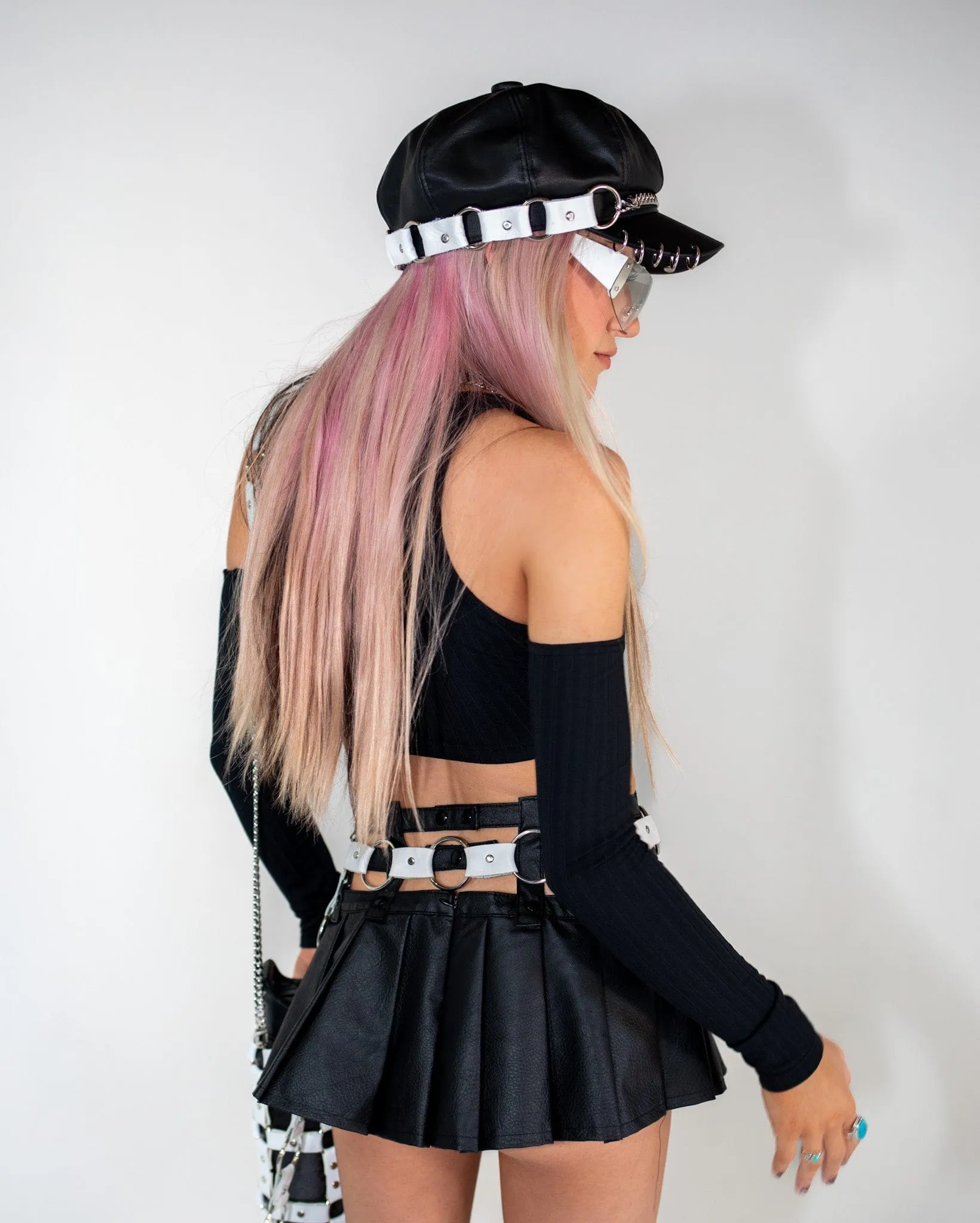 Yin Yang White Leather Fisherman Cap