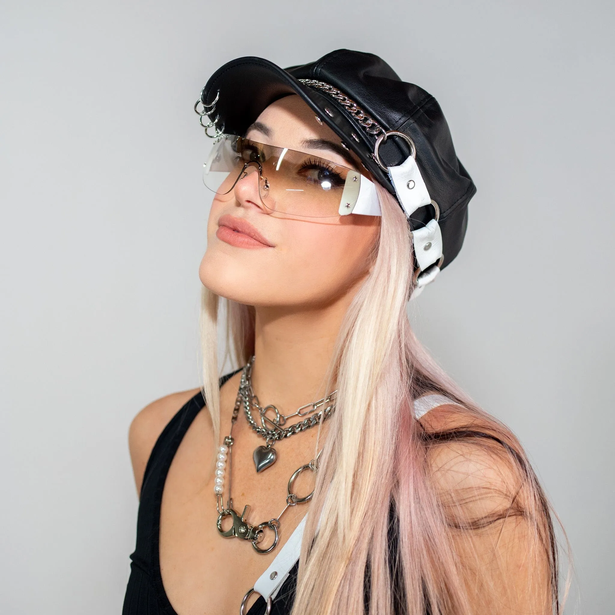 Yin Yang White Leather Fisherman Cap