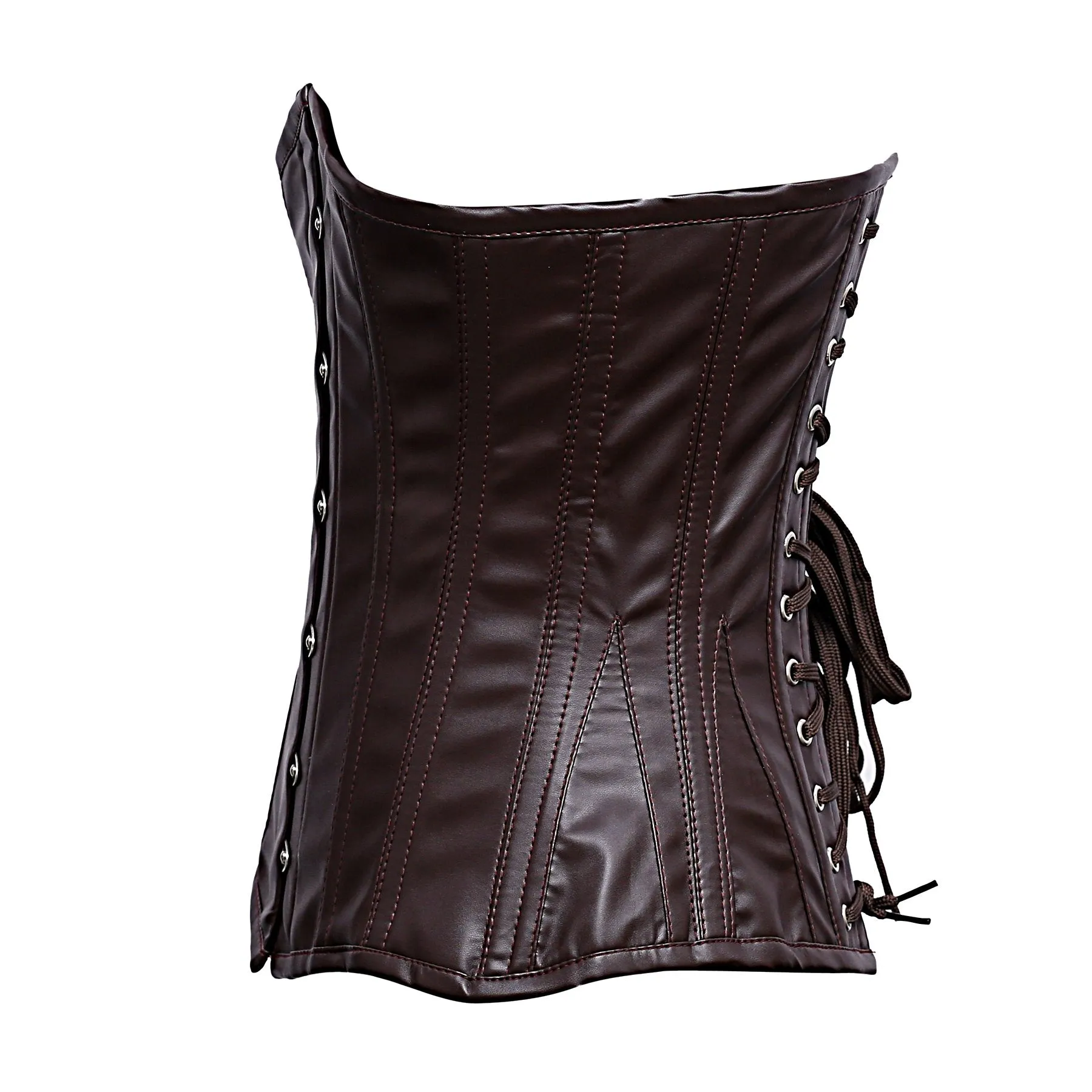 Zaffrey Steel Boned Brown Faux Leather Corset