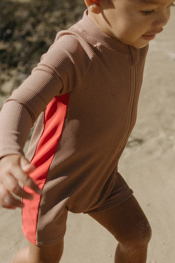 Zip Long Sleeve One Piece - Toffee