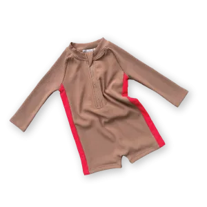 Zip Long Sleeve One Piece - Toffee